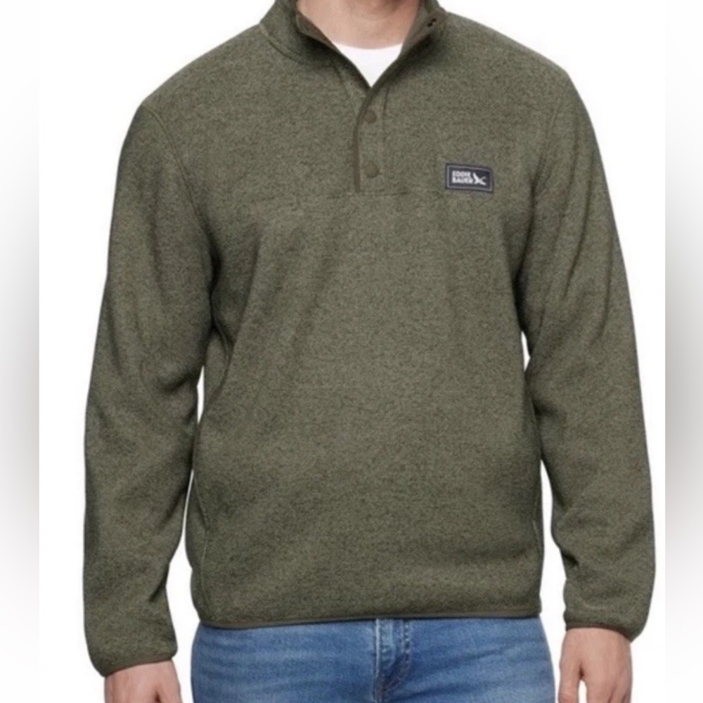Eddie Bauer Men's Sweater Fleece 1/4 Snap‎ Pullover XXLarge Green NEW MSRP $90
